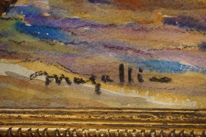 MAZALLIN "Bord de mer méditérranéen", aquarelle, sbd. 39x47 cm