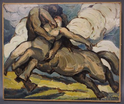 Pierre DE BELAY (1890-1947) "The Abduction of Dejanire", oil on panel, sbd, dated...