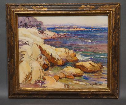 MAZALLIN Watercolor "Mediterranean seaside", sbd. 39x47 cm