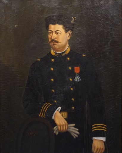 null 19th century school: "Portrait of an officer", oil on canvas, sbg (Chapey ?)...