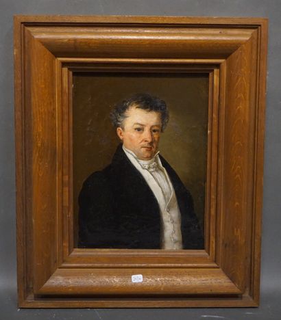 null Ecole XIXe: "Portrait d'homme", huile sur toile. 32x24 cm