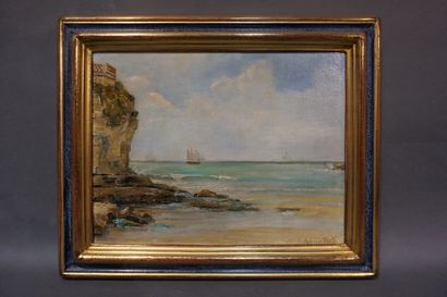 Achille FOULD (1868-?) "Shoreline", oil on canvas, sbd. 27x35 cm