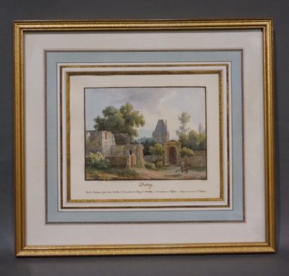 Laurent DEROY (1797-1886) "Vue du château de Gabrielle d'Estrée à Verneuil", aquarelle....