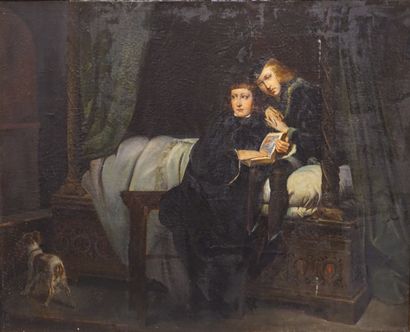 D'après Paul DELAROCHE Ecole XIXe: "Les enfants d'Edouard", huile sur toile (restaurations)....