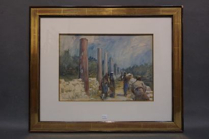 Charles FOUQUERAY (1872-1956) "Route de Samarie", aquarelle, sbg, daté 1919. 24x34...