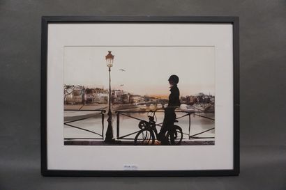 Sophie GRIOTTO (1975) "Vue de la Seine du pont des Arts", lithographie, sbd. 26x40...