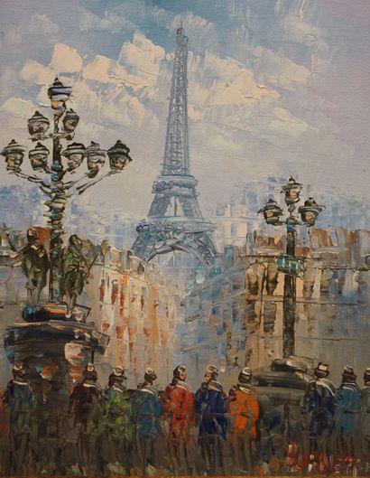 Burnett "La tour Eiffel", huile sur toile, sbd. 25x20 cm