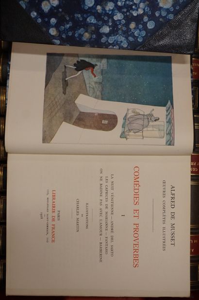 Alfred de MUSSET "Œuvres complètes illustrées", 20 volumes reliés, Librairie de France,...