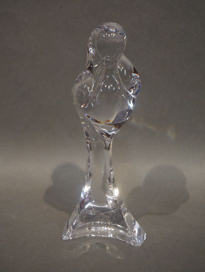 DAUM Oiseau en cristal de Daum (éclat à la base). 19 cm