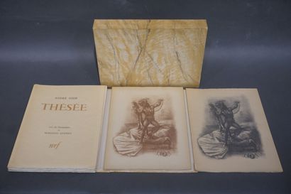 ANDRÉ GIDE "Thésée", Paris, Gallimard, 1927, in-4, en feuilles sous couv. Impr.,...