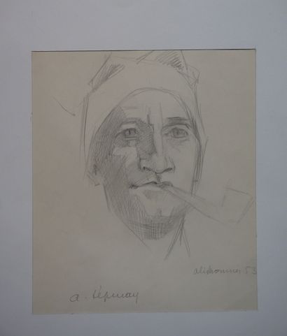 Annette LEPINAY Six huiles, aquarelles ou dessin: "Paysages", "portrait" ( 22x19...