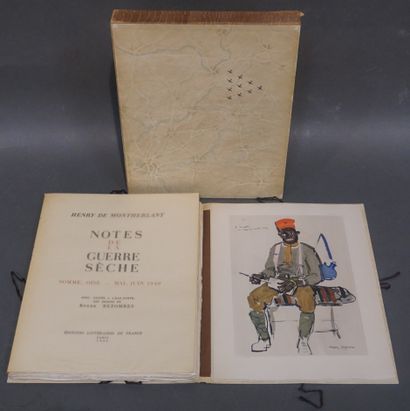 Henry de MONTHERLANT "Notes de la guerre sèche" Somme-Oise, juin 1940. Dessins gravés...