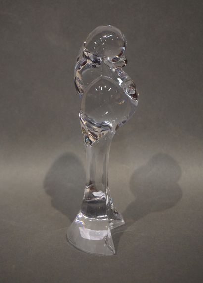 DAUM Oiseau en cristal de Daum (éclat à la base). 19 cm