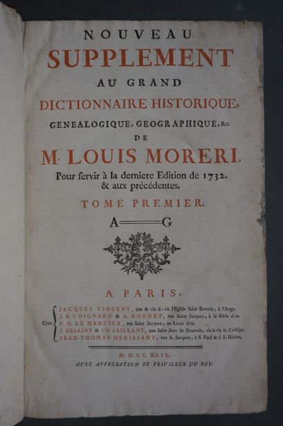 Louis MORERI "Le grand dictionnaire historique", par Louis MORERI, 1732, 10 volumes...