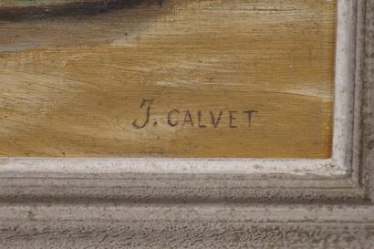 J. CALVET "Port méditerannéen", huile sur isorel, sbd. 33x46 cm