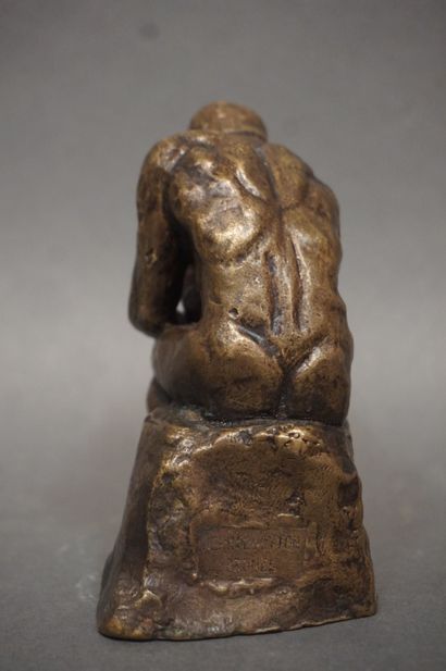 null "The Thinker", reproduction in bronze. 13 cm