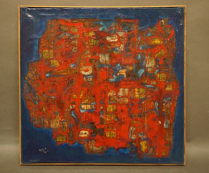 null 20th century school: "Abstraction", oil on canvas, sbg, dated 1982. Titled on...