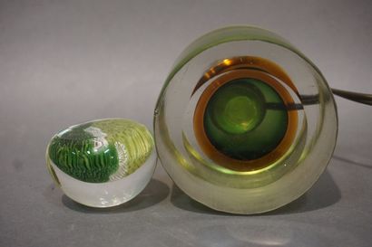 null Lamp foot in glass of Venini Murano (14 cm) and small ball sulfur.