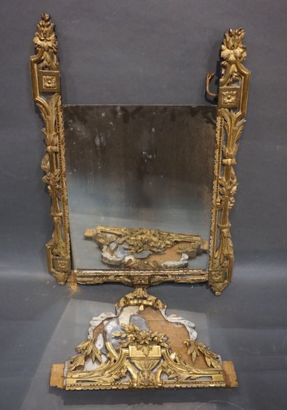 null Gilded wood window in the Louis XVI style. Old work (very damaged). 125x70 ...