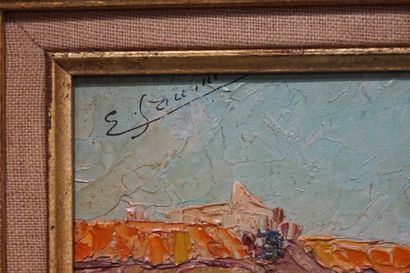 E. SAUGNIER "Les Martigues", huile sur panneau, shg, situé et daté au dos 1944. 23x32...