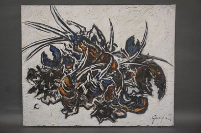 GREGORY "Langoustes", huile sur toile, sbd. 65x81 cm