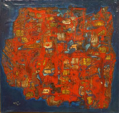 null 20th century school: "Abstraction", oil on canvas, sbg, dated 1982. Titled on...