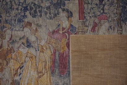 null Tissu imprimé: "Scène de palais médiéval". 140x170 cm