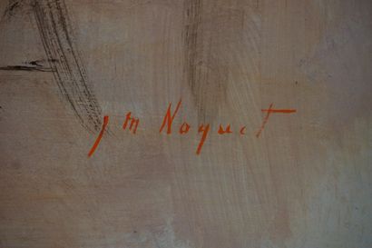 Jean-Michel NOQUET (1950-2015) "Sur la plage", huile sur panneau, sbd. 53x64 cm