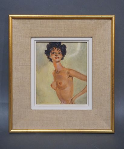 null "Buste de femme nue", huile sur isorel. 17,5x14,5 cm