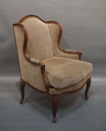 null Louis XV style natural wood molded and brown velvet upholstery. 104x75x75 c...