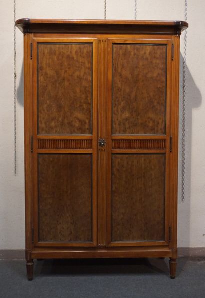 null Mahogany and veneer two doors cabinet in Louis XVI style. 200x130x52 cm