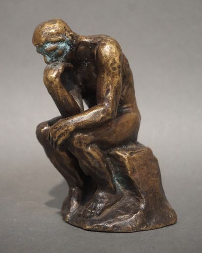null "The Thinker", reproduction in bronze. 13 cm