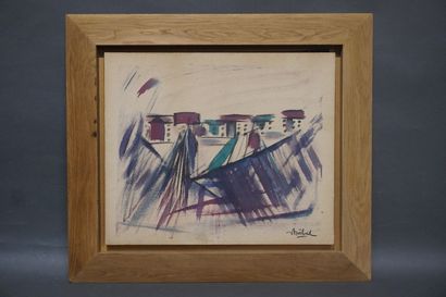 Edgar STOEBEL (1909-2001) "Voiliers au port", aquarelle, sbd. 44x52,5 cm