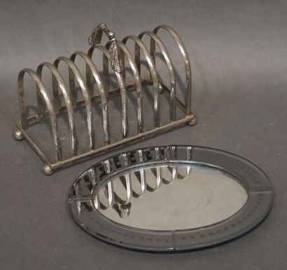 null Porte-toast en métal et petit miroir ovale (16x21 cm).