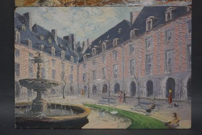 Claude FERDINAND Two oils on panel: "Victor Hugo's house place des Vosges", sbg and...