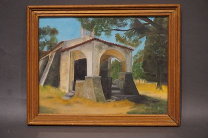 null "La chapelle Sainte-Anne à Saint-Tropez", huile sur isorel, sbd. 27x35 cm