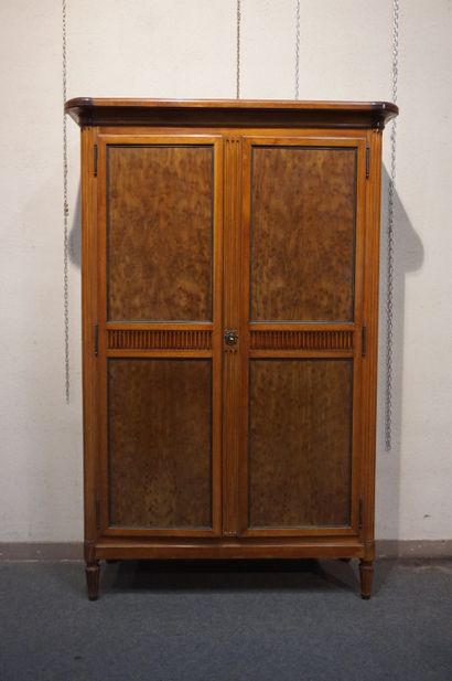 null Mahogany and veneer two doors cabinet in Louis XVI style. 200x130x52 cm