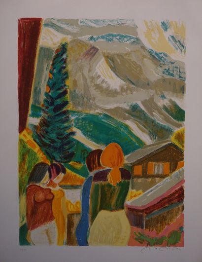 null D'après Montané: "Village de montagne", série de cinq lithographie, /70, sbd....