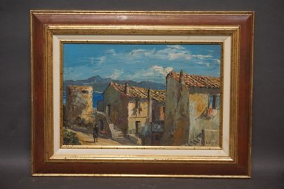 Louis-Jacques VIGON (1897-1985) "Village méditerranéen", hsp, sbd. 27x41 cm