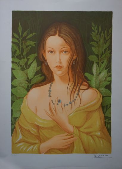 null D'après PH. Bonamy: "Jeune femme au collier", série de deux lithographie, E.A.,...