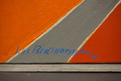 Berthommier "Jeune femme au béret bleu", huile sur toile, sbg, daté 1970. Au dos...