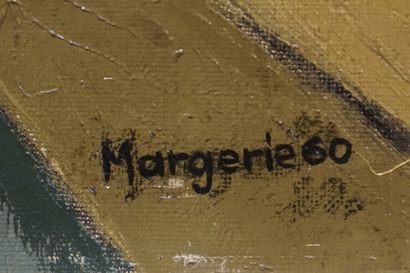 MARGERIE "Le pont des arts", huile sur toile, sbd, daté 1960. 50x73 cm