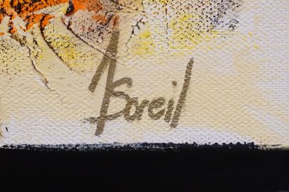 J. SOREIL "Le penseur", huile sur toile, sbd. 92x73 cm