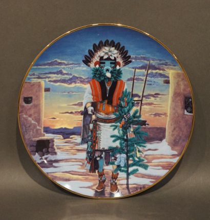 null Assiette en porcelaine américaine "A southwestern christmas". 21,5 cm