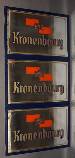 null Trois glaces publicitaires Kronenbourg. 44x64 cm