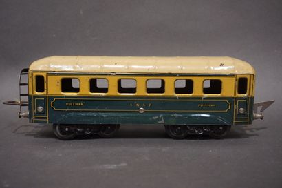 Jep Train miniature, locomotive (8x22x7 cm), huit wagons (Pullman, postes, bestiaux,...