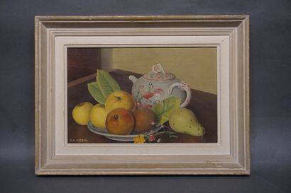 P.M.ROBIN "Still life with fruits", oil on canvas, sbg. 27x41 cm