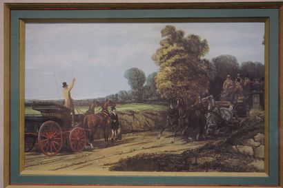 null Three engravings: "English carriages" and "Roses" (19x14 cm).