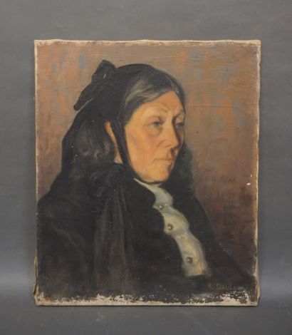 Henry GAULET Early 20th century school: "Portrait of a woman in black", oil on canvas,...