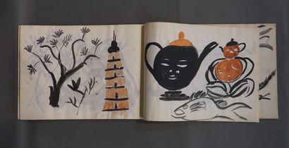 Louis Albert GAYRIN (1911-1971) Carnet de croquis à l'encre et aquarelle. 23x31 ...